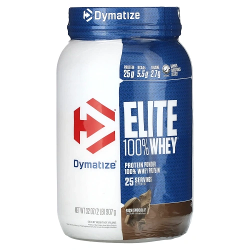 Dymatize Nutrition, 100% сывороточный протеин Elite с насыщенным шоколадным вкусом, 2 фунта (907 г)