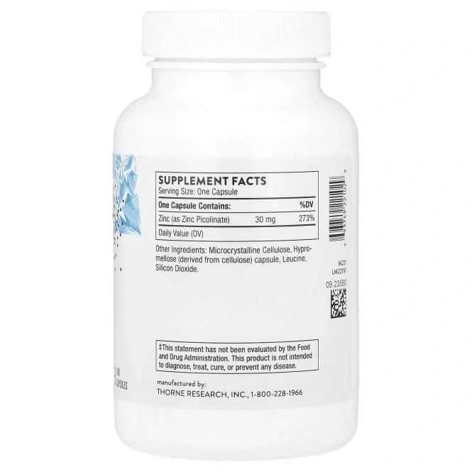 Thorne Research, Цинк пиколинат двойного действия, 180 капсул