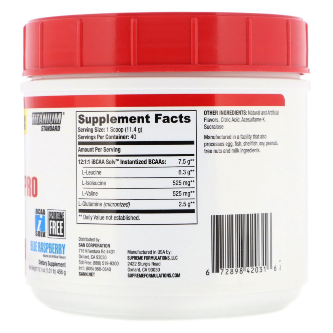 SAN Nutrition, BCAA Pro Reloaded, Blue Raspberry, 16.1 oz (456 g)