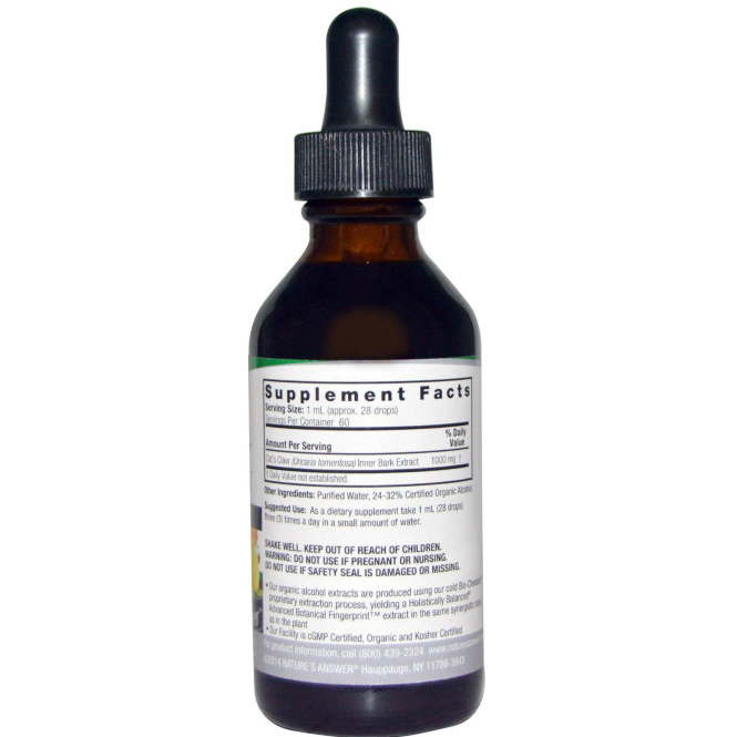 Nature's Answer, Ункария опушенная, с низким содержанием спирта, 1000 мг, 2 жидких унции (60 мл)