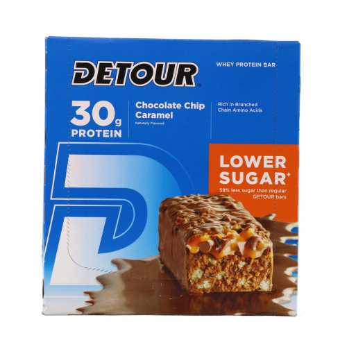 Detour, Батончики из сывороточного белка со вкусом шоколада и карамели, 12 батончиков, 3 унции (85 г) каждый