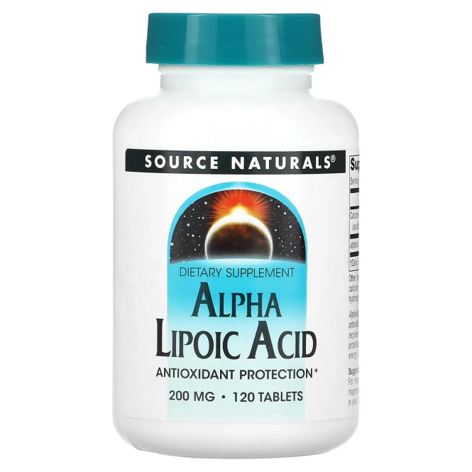 Source Naturals, Альфа-липоевая кислота, 200 мг, 120 таблеток