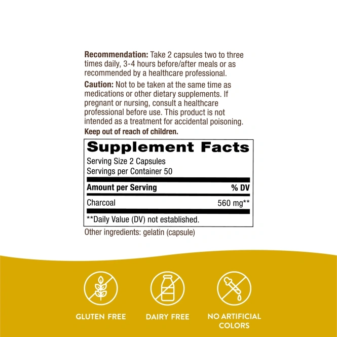 Nature's Way, Активированный уголь, 100 капсул