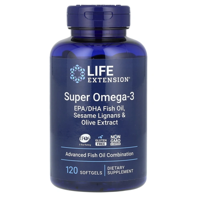 Омега-3 Life Extension Super Omega-3 EPA/DHA Fish Oil, 120 желатиновых капсул
