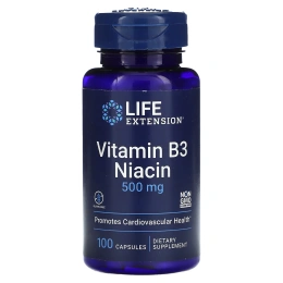 Life Extension, Витамин B3 Ниацин, 500 мг, 100 капсул
