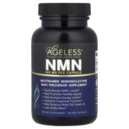 Ageless Foundation Laboratories, NMN, 500 мг, 90 растительных капсул