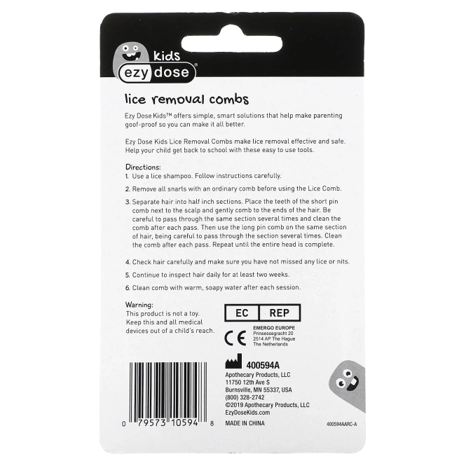 Ezy Dose, детские расчески для выведения вшей, 2 шт.