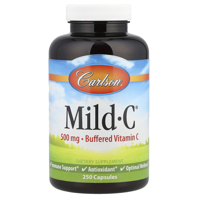 Carlson Labs, Mild·C, Витамин C, 500 мг, 250 капсул