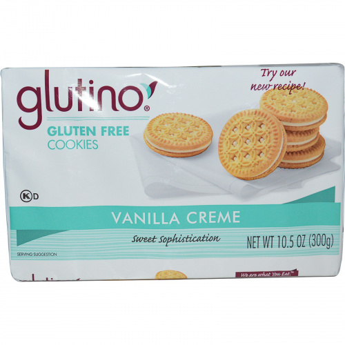 Glutino, Безглютеновое печенье, ванильный крем, 10,5 унций (300 г)