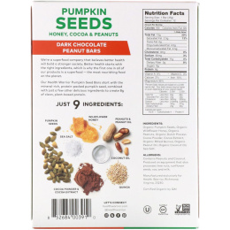 Health Warrior, Inc., Тыквенные семечки, темный шоколад, арахис, 12 батончиков, 14,8 унц. (420 г)