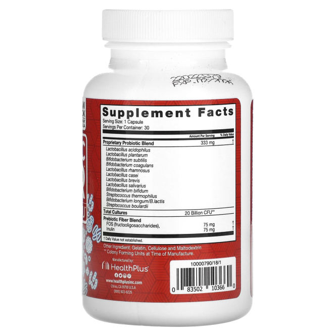 Health Plus, Пробиотическая клетчатка (20 миллиардов КОЕ) 30 капсул