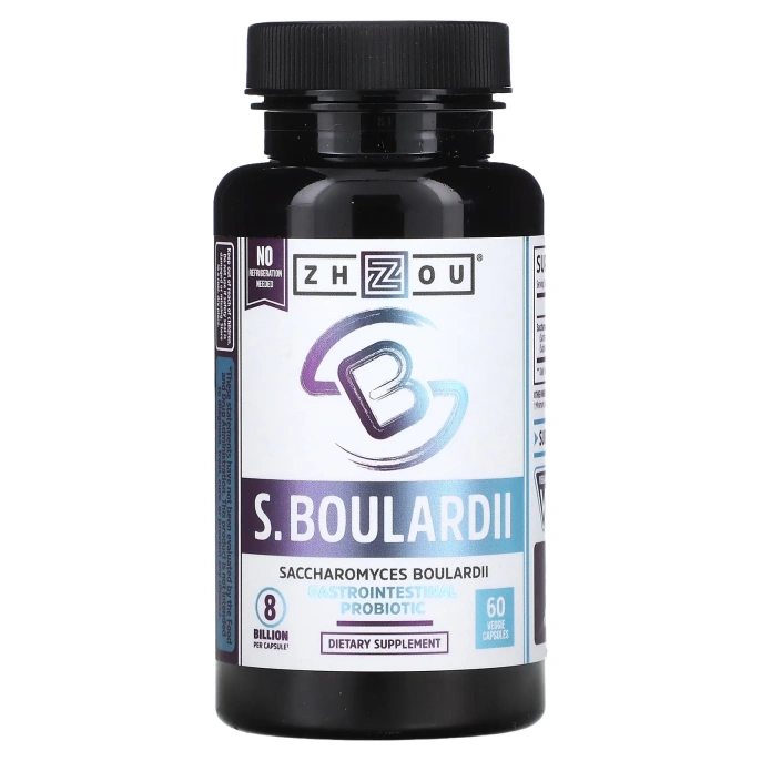 Zhou Nutrition, Сахаромицеты Буларди, желудочно-кишечный пробиотик, 60 вегетарианских капсул