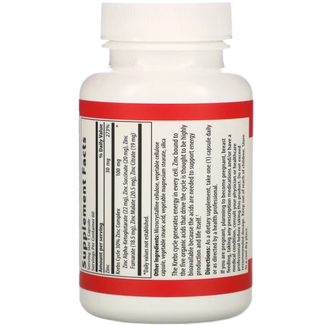 Vibrant Health, Цинк Krebs, 60 вегетарианских капсул