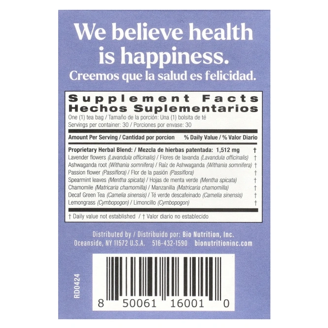 Bio Nutrition, Bedtime zzz Wellness Tea, без кофеина, 30 чайных пакетиков, 45 г (1,6 унции)