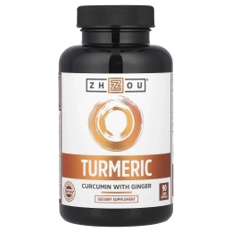 Zhou Nutrition, Куркума, куркумин с имбирем, 90 растительных капсул