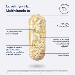 Ritual, Essential For Men, мультивитамины для мужчин от 18 лет, со вкусом мяты, 60 веганских капсул