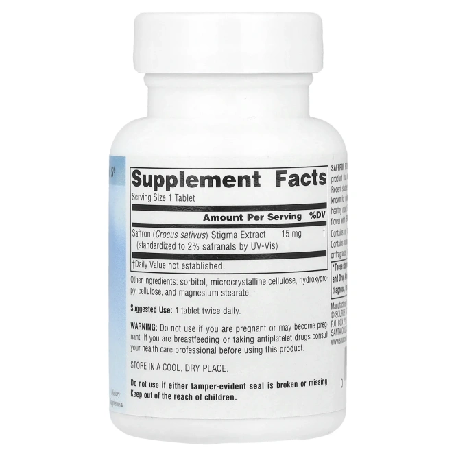 Source Naturals, Serene Science®, экстракт шафрана, 15 мг, 60 таблеток