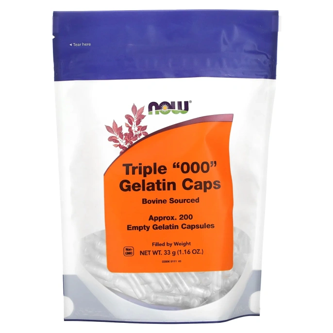 Now Foods, Желатиновые капсулы Triple "000", 200 пустых желатиновых капсул