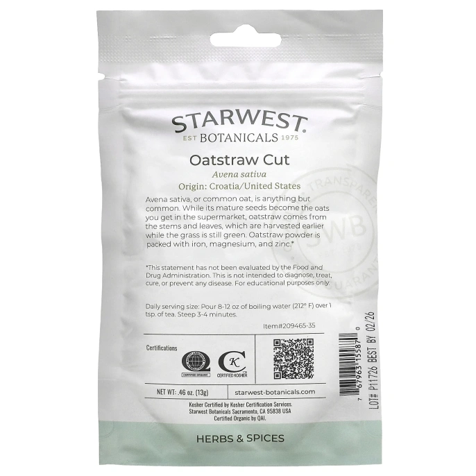 Starwest Botanicals, Органическая овсянка, 13 г (0,46 унции)