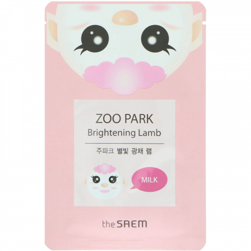 The Saem, Zoo Park, улучшающая цвет лица маска "Ягненок", 1 маска, 0,84 ж. унц.(25 мл)