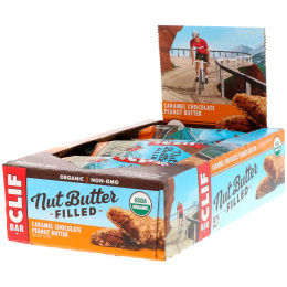 Clif Bar, Энергетический батончик с ореховым маслом, карамель, шоколад, арахисовое масло, 12 батончиков, 1,76 унц. (50 г) каждый