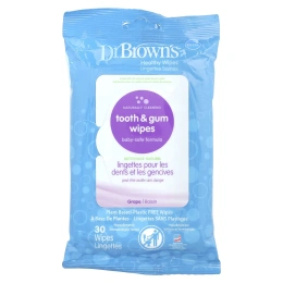 Dr. Brown's, Салфетки для зубов и десен, с виноградом, 30 салфеток