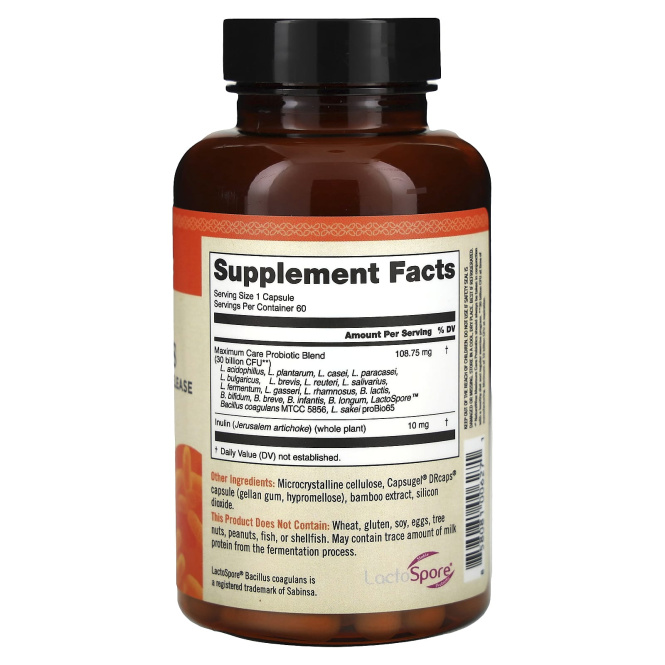 NatureWise, Max Care, пробиотики, WiseBiotics, с отсроченным высвобождением, 60 капсул