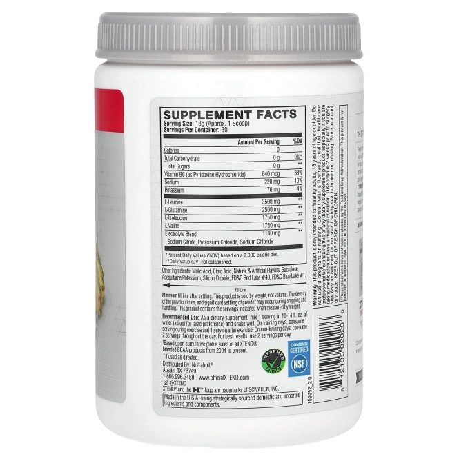 Xtend, The Original, 7 г аминокислот с разветвленными цепями, со вкусом фруктового пунша, 405 г (14,3 унции)