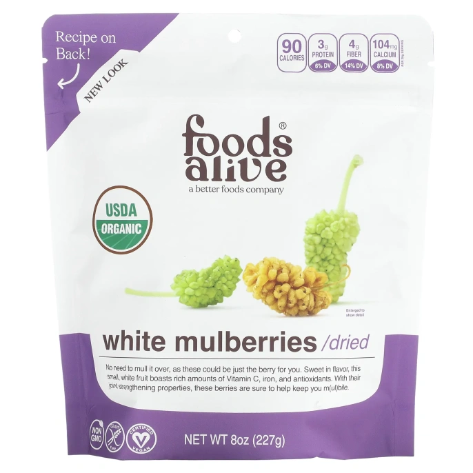 Foods Alive, Чудо-пища, шелковица белая, 8 унц. (227 г)