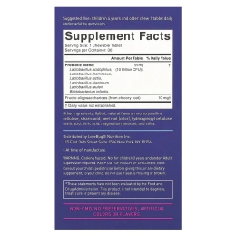 LoveBug Probiotics, пробиотики для детей, от 4 лет, с ягодным вкусом,10 млрд КОЕ, 30 жевательных таблеток