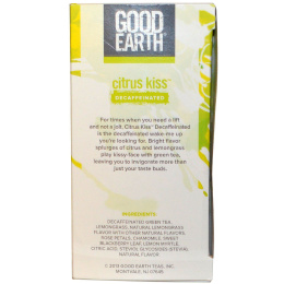 Good Earth Teas, «Цитрусовый поцелуй», декофеинизированный зеленый чай с лемонграссом, 18 пакетиков, 1,17 унции (33,2 г)