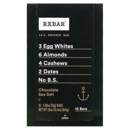 RXBAR, Протеиновые батончики, Шоколад и морская соль, 12 батончиков, 1,83 унции (52 г) каждый