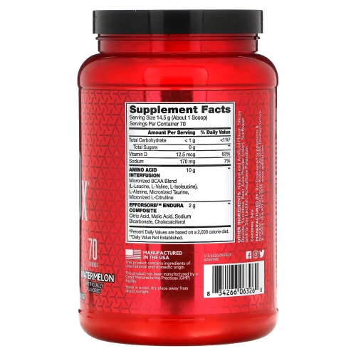 BSN, AminoX, Endurance & Recovery, Non-Caffeinated, Watermelon, 2.24 lb (1.02 kg)
