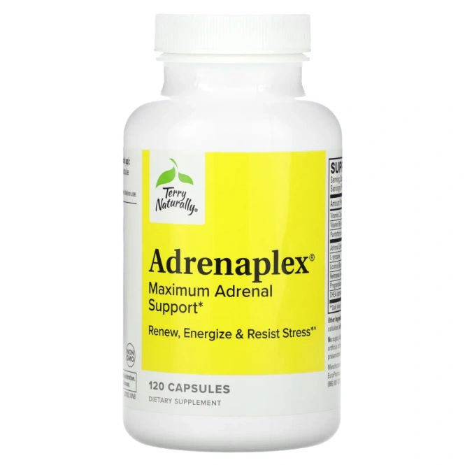 EuroPharma, Terry Naturally, Adrenaplex, максимальная поддержка функции надпочечников, 120 капсул
