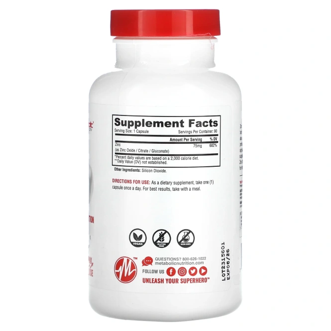 Metabolic Nutrition, Цинк`` 90 капсул