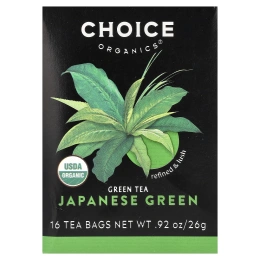 Choice Organic Teas, зеленый чай, японский зеленый, 16 чайных пакетиков, 26 г (0,92 унции)