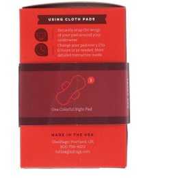 GladRags, Colorful Night Pad, Reusable, For Heavy Flow, 1 Pack