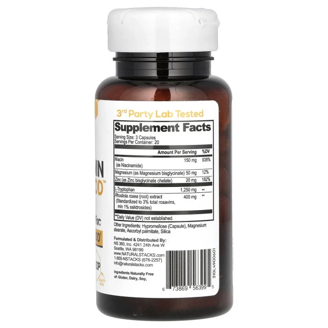 Natural Stacks, Serotonin Brain Food, 60 вегетарианских капсул