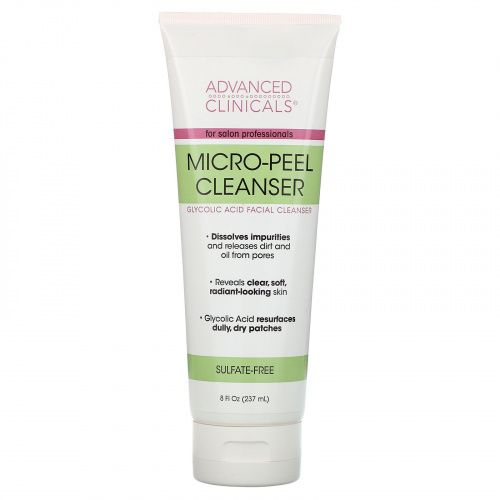 Advanced Clinicals, Micro-Peel Cleanser, Glycolic Acid Facial Cleanser, 8 fl oz (237 ml)