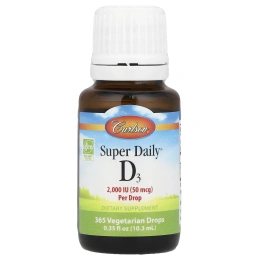 Carlson Labs, Super Daily D3, витамин D3, 2000 МЕ, 0,37 жидкой унции (10,98 мл)