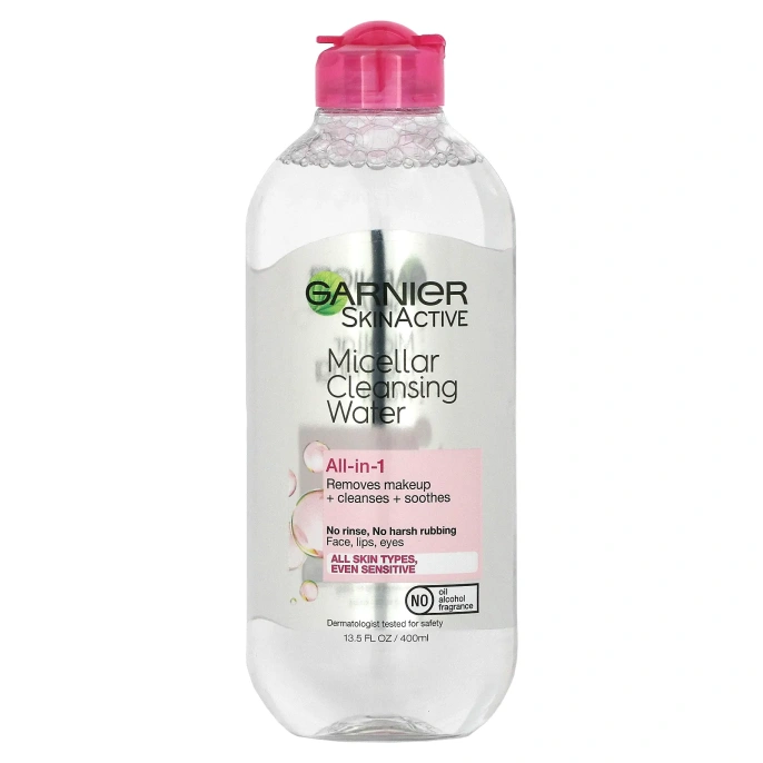 Garnier, SkinActive, мицеллярная очищающая вода, средство для снятия макияжа «все в 1», для всех типов кожи, 400 мл