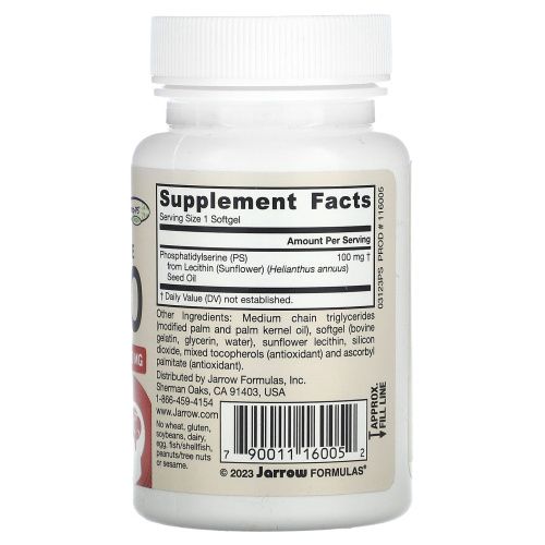 Jarrow Formulas, ФС 100 (фосфатидилсерин), 100 мг, 30 мягких таблеток