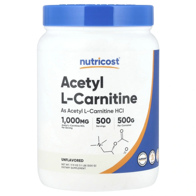 Nutricost, ацетил-L-карнитин, без добавок, 500 г (1,1 фунта)