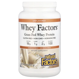 Natural Factors, Whey Factors, сывороточный протеин, полученный от вскормленных травой коров, без вкусовых добавок, 907 г