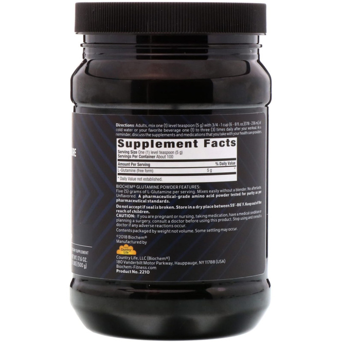 Biochem, Чистый глутамин, 17,6 унц. (500 г)