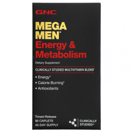 GNC Mega Men, Energy & Metabolism, Clinically Studied Multivitamin, 90 Time-Release Caplets