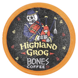 Bones Coffee Company, Highland Grog, кофейные чашки, ириска и карамель, 12 чашек по 10 г (0,35 унции)