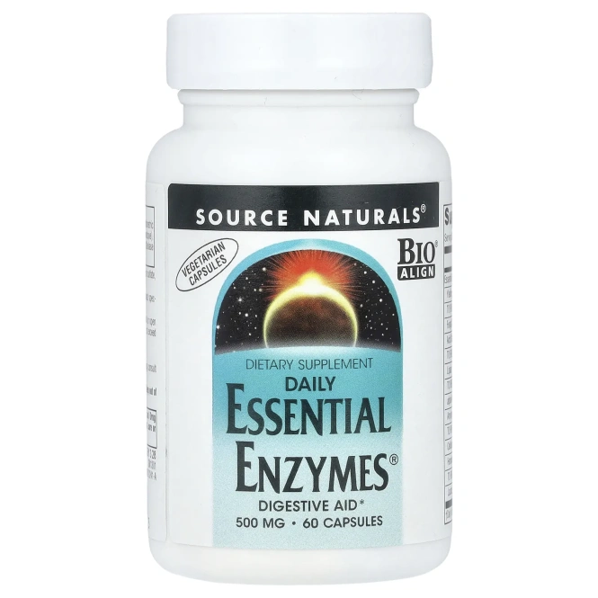 Source Naturals, Daily Essential Enzymes®, 500 мг, вегетарианских 60 капсул