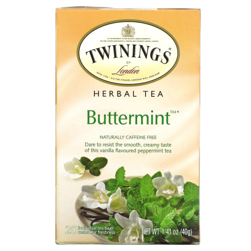 Twinings, Травяной чай, мятный леденец, не содержит кофеин, 20 чайных пакетиков, 1.41 унции (40 г)