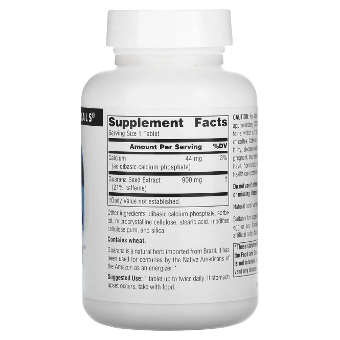 Source Naturals, Энергетик с гуараной, 60 таблеток
